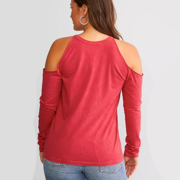 NWT - Affliction Majestic Cross T-Shirt w Rhinestones 
Cold Shoulder Grunge Top - Picture 6 of 17